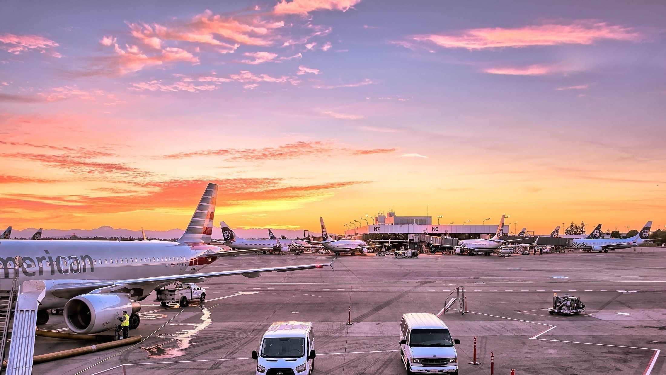 All American Limo's fleet ready for service at O'Hare International Airport